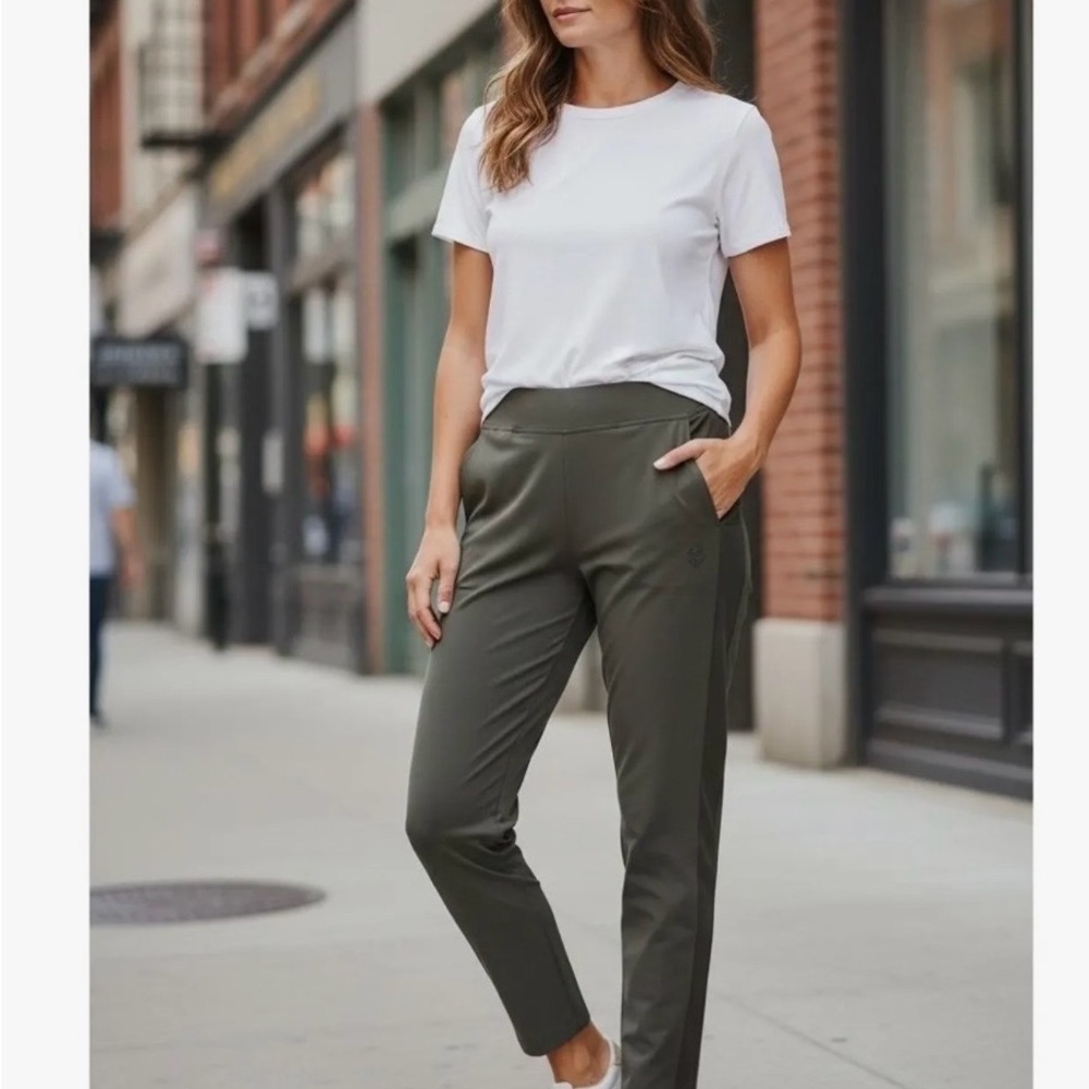 Athleta Brooklyn Ankle Pant Olive Green Size 4 Like New